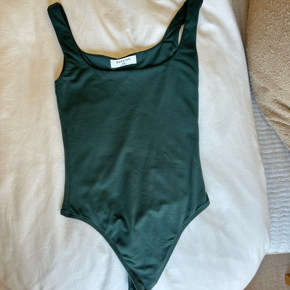 Aritzia Emerald Green Square Neck Bodysuit